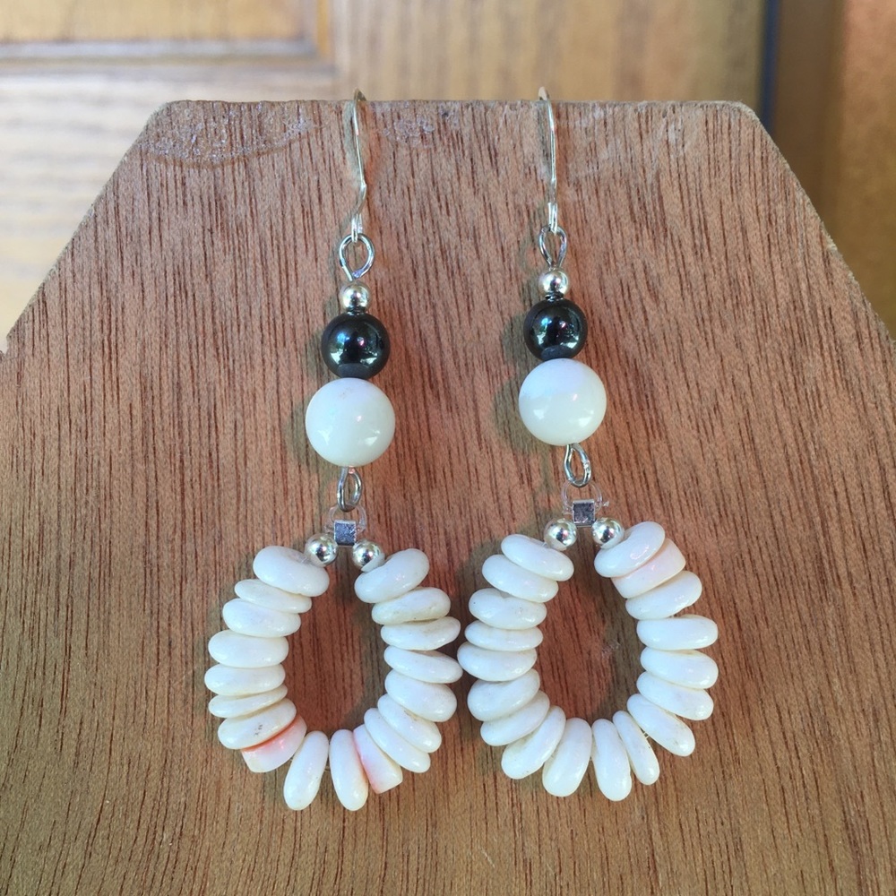Sterling silver, shell, and mother of pearl